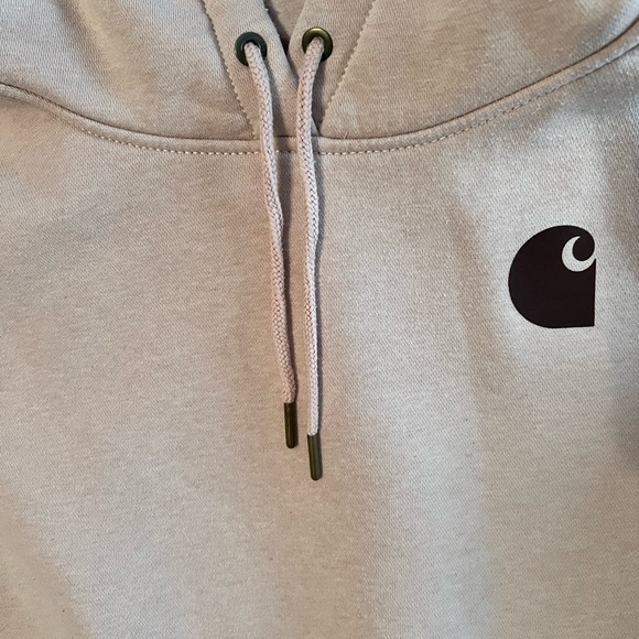 Carhartt Women’s Midweight Relaxed Fit Block Logo Sleeve Hoodie - Dusty Rose #36 - Picture 3 of 6